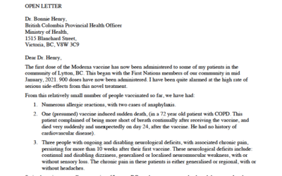 BC Doctor’s Open Letter Regarding Vaccine Adverse Reactions