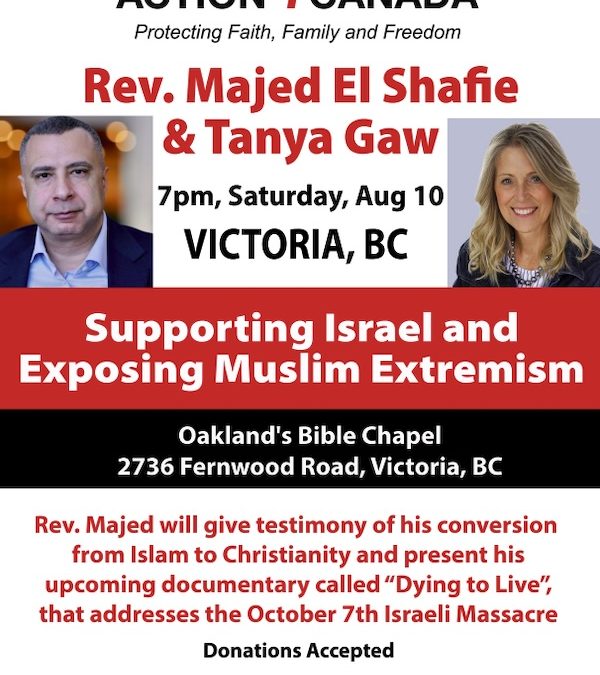 Speaking Tour: Majed El Shafie and Tanya Gaw Supporting Israel Exposing Islamic Extremism Victoria August 10 2024