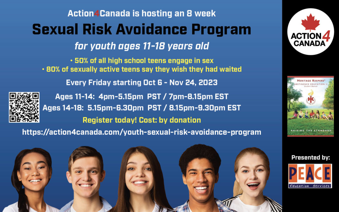 Youth Sexual Risk Avoidance Program for Ages 11-18, Fridays Oct 6 – Nov 24 @ 4pm PST/7pm EST | Action4Canada